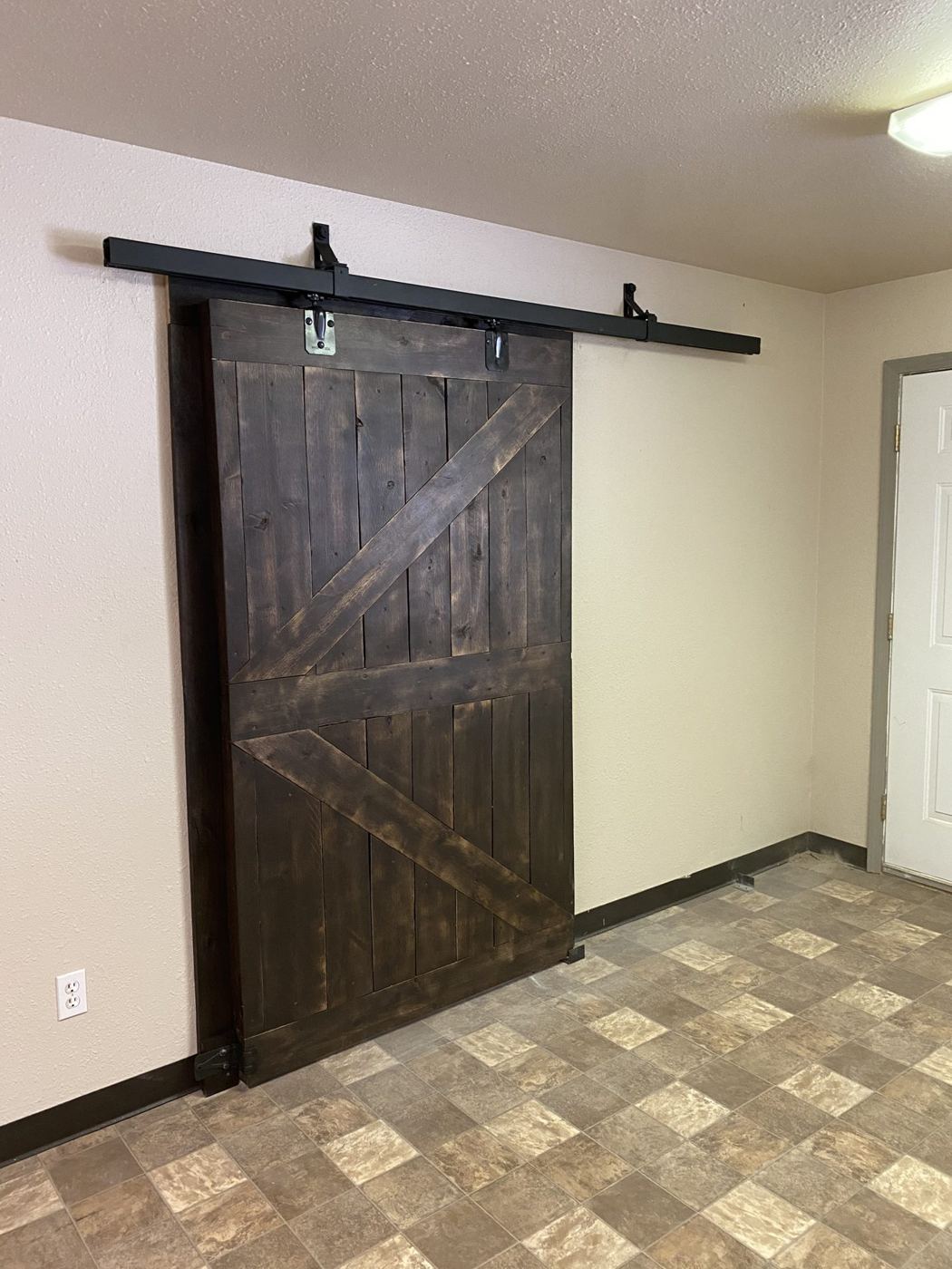 Sliding door built and hung on site