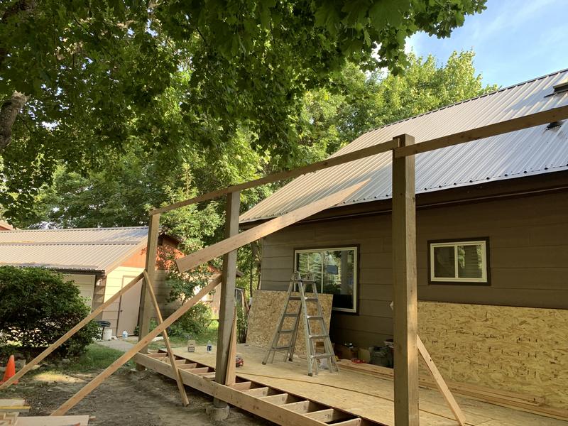 Covered porch posts and beams