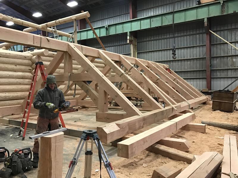 Timber rafters cut and fitted in the shop