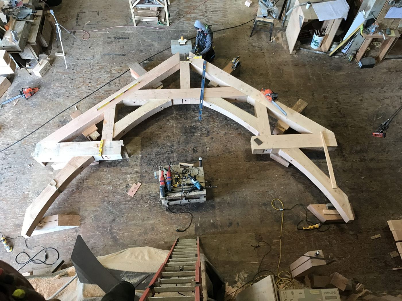 Full-size layout on the shop floor